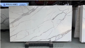 Nano Glass Stone Calacatta White Crystallized Slab