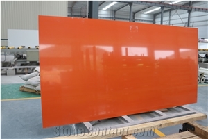Professional Export Factory Dark Deep Orange Quartz Slab