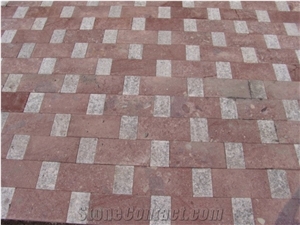 Chinese Dayang Red Porphyry Mesh Cubes Landscaping Pavers