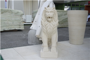 Leone - Pietra Leccese Stone Carved Lion Sculpture