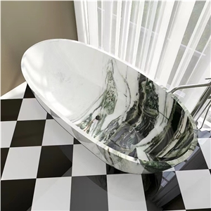 Black Marquina Marble Bathtub For Luxury Villa