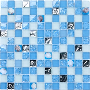 Blue China Glass Mosaic Random Floor Tile Wall Tile