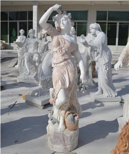 Beautiful Lady Statue White Marble Female Sculpture
