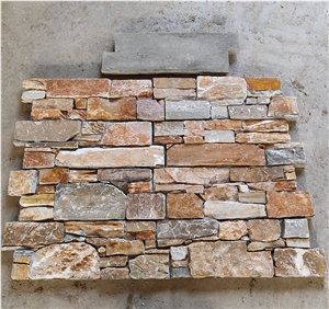Cement Exterior Wall Stone Panel Golden Slate Ledge Stone