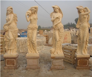 Four Seasons Woman Marble Statues, White Marble Statues