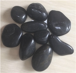 High Polish Natural River Stone Black Pebbles