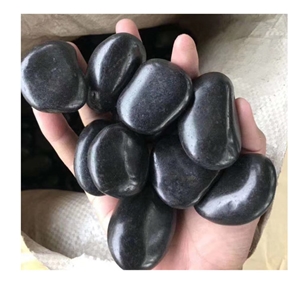 High Polish Natural River Stone Black Pebbles