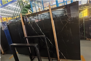 Black Marble  With White Line Marble Slab