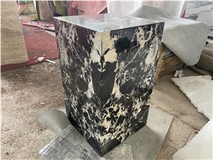 Grand Antique Marble Square Pedestal  Side Table