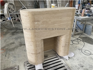 Luxury Entry Lobby Travertine Console Table