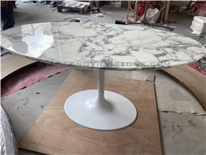 Polished Vintage Oval Calacatta Marble Table Top