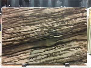 Brazil Sequoia Brown Quartzite Big Polished Slab Bookmatched