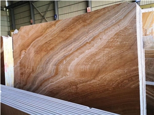 China Wood Grain Onyx Brown Wooden Stone Big Slab Tile