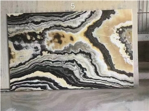 Chinese Black Dragon Onyx Polished Slabs For Interior Design