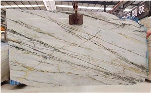 Clivia Marble White Stone Slab Bookmatched Wall Tile Use