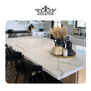 White Backdrop With Grey Veins Silk Road Quartz Countertop