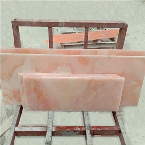 Natural Stone Polished Pink Onyx Stone For Bathroom Tile
