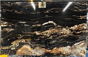 Brazilian Cosmic Black Granite Slab