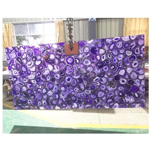 Natural Purple Agate Stone Gemstone Slab With Backlit
