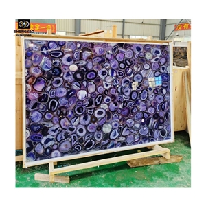 Natural Purple Agate Stone Gemstone Slab With Backlit