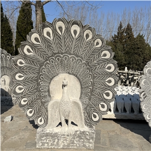 Granite Statue Animal Sculpture Peacock