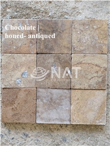 Chocolate Marble Paving Stone-Light Beige Paver Sandblasted