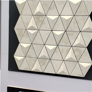 3D Triangle And Cone Beige Porcelian Mosaic Tiles 300X300