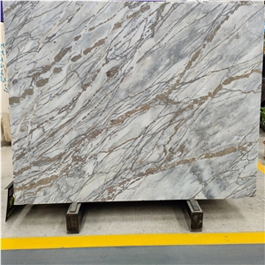 Dendritic Grain Blue Stone Marble  Givenchy Blue For Floor