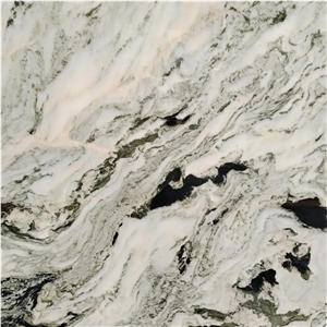 Natural  Landscape Painting Marble Slabs With Green Veins