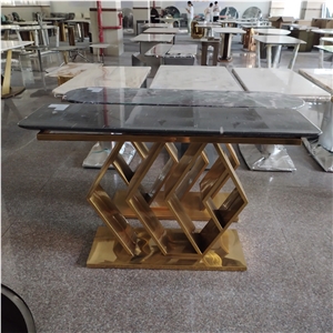 Natural Statuario Nero Marble Square Table Top For Cafe