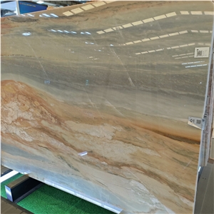 Polished 1.8 Thick Golden Blue Marble For Wall