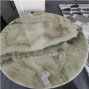 Polishing Stone Table Ancient Green Onyx For Living Room