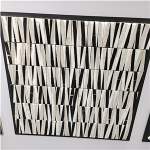 Small Size Rectangle Black And White Mosaic Tile For Outdoor