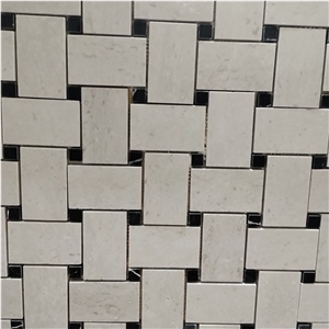 Weave Mesh Pattern Beige Limestone Mosaic Bathroom Tiles