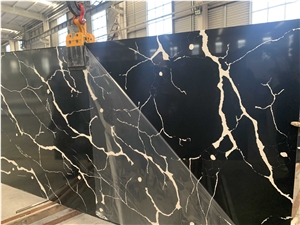 Calacatta Black Polished Surface Slabs Wall Panel