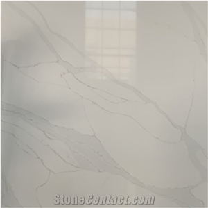 Stone Powder Calacatta Vein Luxury Quartz Surface Slabs