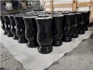 Shanxi Black Granite Memorial Vases