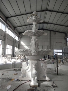 3 Tiers Sculptured White Marble Landscaping Garden Fountains