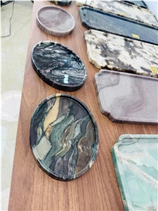 Marble Jewelry Display Dishes Palissandro Bluette Plates