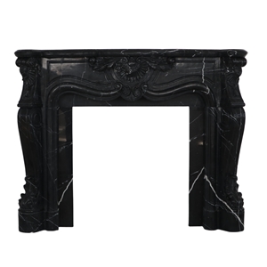 2023 Black Marquina Marble French Style Fireplace