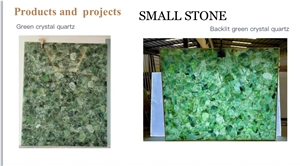 Backlit Green Crystal Quartz Semiprecious Slabs, Wall Panels