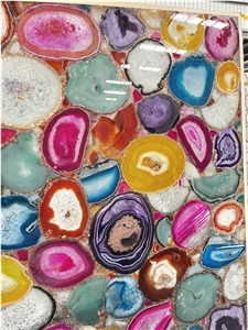 Colorful Agate Wall,Semi Precious Tiles,Gemstone Slab