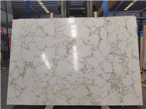 Calacatta White Artificial Marble Stone Slab Quartz Tiles