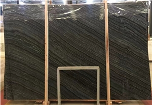 Black Wooden Marble Slab And Tiles, Silver Wave Marble