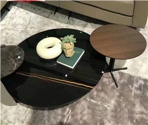 Natural Stone Black Cafe / Round /Restaurant Table Tops