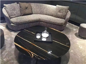 Natural Stone Black Cafe / Round /Restaurant Table Tops