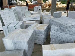 Vietnam Cyan Hill Crystal White Marble Blocks