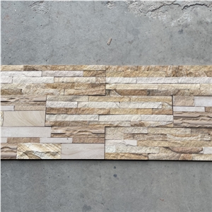 Sandstone Culture Stone Wood Panels Wall