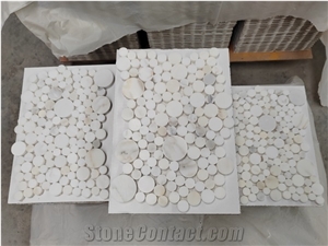Calacatta Gold Marble Mosaic Penny Round Tiles