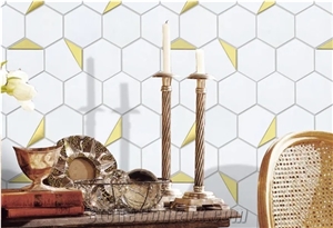 Thassos White Marble Hexagon Mosaic Tiles